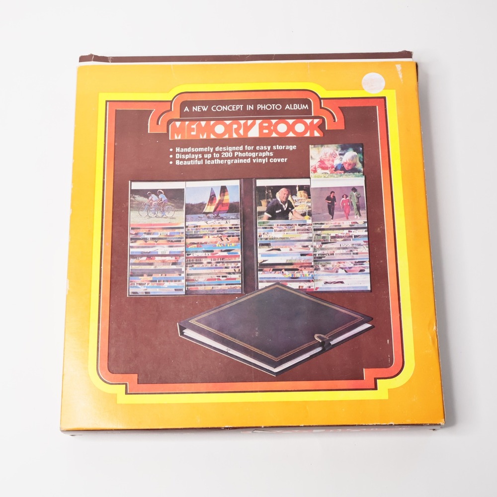 VTG Memory Book Photo Album Leathergrained Vinyl Cover New 200 Photos 70s‎ 80s